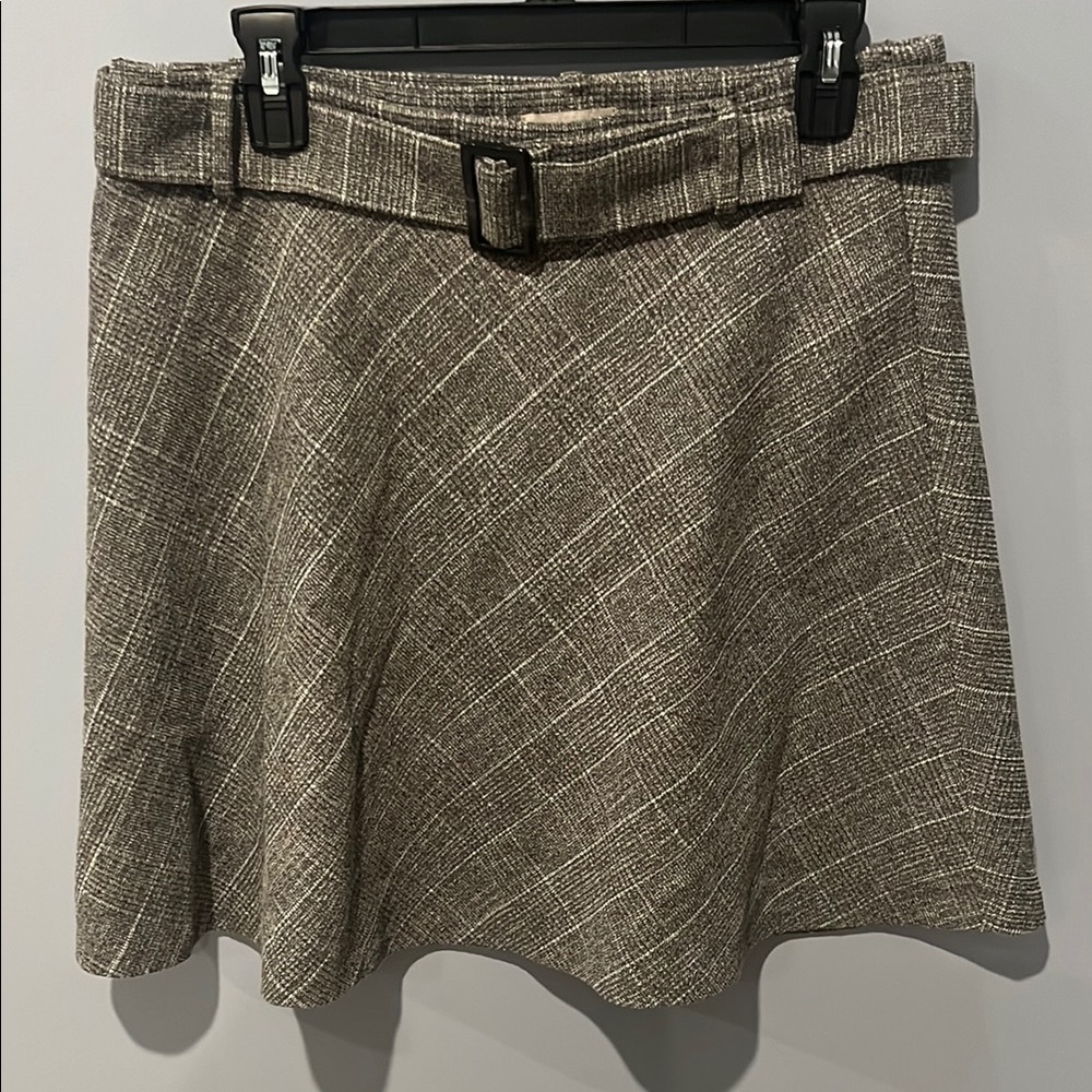 LOFT Plaid A-Line Skirt with Belt - Picture 1 of 10